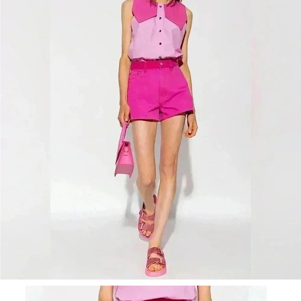 Ganni Women's Pink Denim Shorts